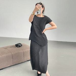 [PLEATS] 버브 플리츠 반팔 블라우스 스커트 set