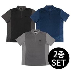 마운틴벨리 2종세트 남성 여름 반집업 배색 반팔티셔츠 MVT3209