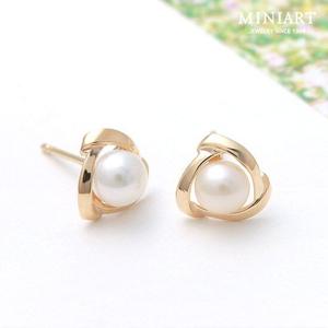 [미니아트] 14K Gold 릴리 미니 금 귀걸이 데일리 심플 진주 이어링