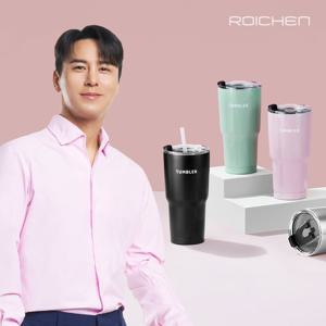 로이첸 결로없는 이중진공 보온 보냉 컬러 스텐 빨대 텀블러 600ml 1+1