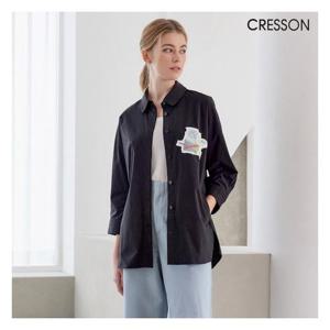 [크레송]크레송 여성 블랙 루즈핏 아트웍 셔킷 셔츠 C232B201A1_11