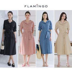 [10%할인+10%적립][후라밍고] 25SS 오픈 카라 벨티드 썸머 원피스 1종