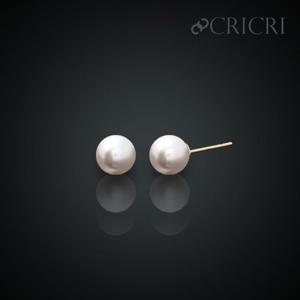 [CRICRI] 14K 진주 금 귀걸이_6mm 스와로브스키 크리스탈 제작 JS117