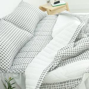 스몰체크 시어서커 여름이불+침대패드+베개커버 침구세트 퀸 D/Q