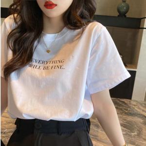 [옷자락] 여자 봄 영문 레터링 심플 베이직 반팔 티셔츠
