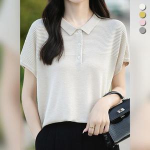 [유니제이] 코로 드롭 골지 니트 반팔티