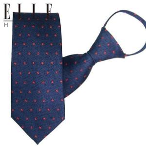 갤러리아_[ELLE HOMME] 엘르옴므 실크 지퍼/자동 넥타이-체크메이트 네이비