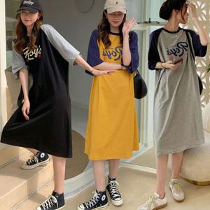 원피스 OPS 여름 바캉스 드레스 오피스룩 데이트룩 휴가룩 홈웨어 배색 나그랑 캐주얼 롱 루즈핏 데일리