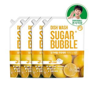 슈가버블 구연산 주방세제 레몬 리필 1.2L x 4개