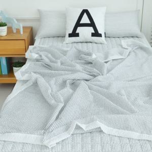 시어서커 심플 여름 홑이불+침대패드+베개커버 퀸(Q) 침구세트