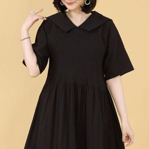 [애비뉴투지]엄마옷 플리츠 세일러 카라 여성 봄 여름 반팔 루즈핏 롱 원피스 O06218 50대 60대 중년여성