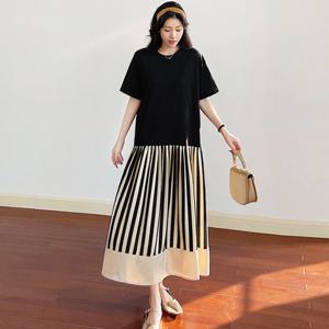 [무드무드] 프아 실키 플레어 반팔 롱 원피스