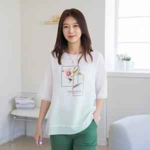 엄마옷 마담4060 노스사각꽃티셔츠-QTE2504042-