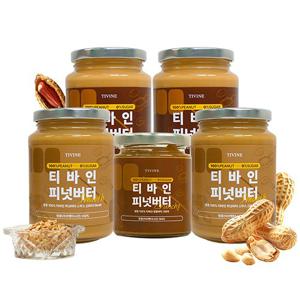 [티바인]땅콩버터 450g x 4병(크런치 2병, 스무스 2병), 200g x 1병(크런치) (총 2kg)