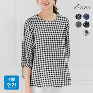 [윈드본] [~2XL] 인견 셔링 7부 패턴 블라우스 빅사이즈 9종 택1