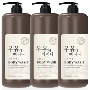 우유에빠지다 초대용량 곡물우유 바디워시 1500ml 3개 / 고보습 우유단백질