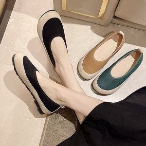 [블루밍룸] 어퓨즈 배색 플랫 슬립온