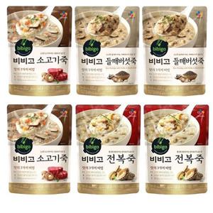 비비고 들깨버섯죽 420g(2팩)+전복죽 420g(2팩)+소고기죽 420g(2팩)