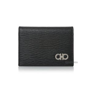 [페라가모] FW24 남성 더블 간치니 장식 지갑 66 A062 NERO FJORD BLUE 0685949