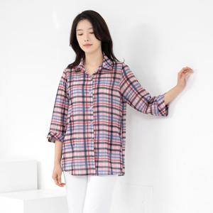 여성 엄마옷 카라 컬러체크 자켓겸 남방 NB502271 중년여성의류/50대/60대/마담/빅사이즈/할머니옷