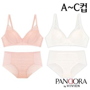 [판도라by비비안]풀레이스 노와이어 저중심 풀컵몰드브라팬티2종(PB7157V)75A-85C