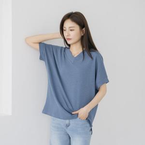 엄마옷 마담4060 레글런브이넥티셔츠-QTE2505005-