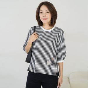 엄마옷 마담4060 테이단가라티셔츠-QTE2504034-