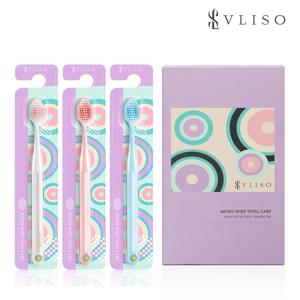 [체험팩] VLISO 브리소 마이크로와이드 토탈케어/더블벨벳 칫솔 3개입, 6개입 잇몸마사지 임산부 어금니
