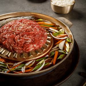 [주왕산가든] 한우불고기 전골 밀키트 750g 3인분 불고기 육수 야채 소불고기
