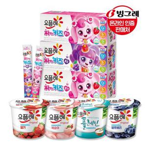 빙그레 요플레 짜먹는키즈 240g(40gx6개입) 3개+요플레 180g 4개 /딸기/복숭아/블루베리/플레인