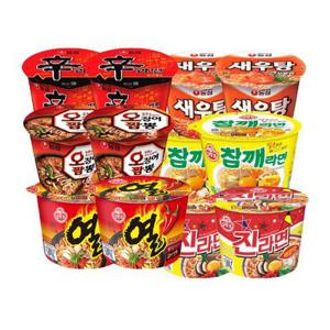 컵라면 큰컵 6종 혼합 / 신라면 2+새우탕 2+오징어짬뽕 2+진라면 매운맛 2+열라면 2+참깨라면 2