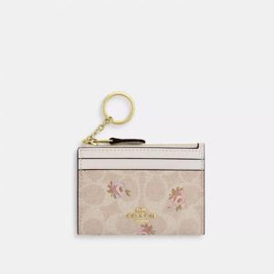Coach 코치 아울렛 미니 스키니 아이디 케이스 시그니처 캔버스 플로럴 프린트