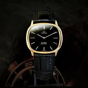 명품 OMEGA DE VILLE 엘립스 블랙판 남성  쿼츠 가죽 시계