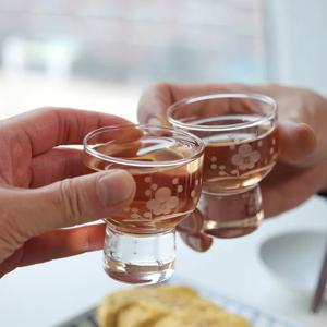 6P 매화조각 굽 소주잔 사케잔
