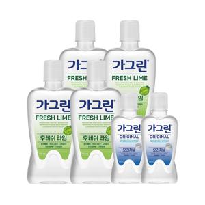 동아제약 가그린 후레쉬 라임 750ml 4개+오리지널 250ml 2개