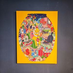 캔앤츄르 - 빡고 달 항아리 아이방 카페 원룸 감성 풍수 인테리어 고양이 캔버스 그림액자