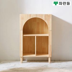 파란들가구 18T고무나무원목 라운드 2단책장 다용도수납장