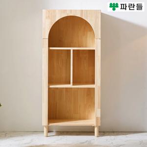 파란들가구 18T 고무나무원목 라운드 3단책장 다용도수납장
