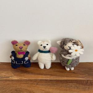Pit-a-pat 2. 핸드메이드 양모펠트 동물 키링 시리즈, 가방, 에어팟, 열쇠고리