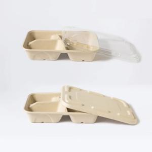 생분해되는 밀짚 펄프 용기 3칸 950mL 50개