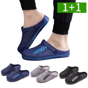 1+1 남성 펀칭 스트랩 아쿠아샌들 스포츠 클로그 슬리퍼 아쿠아슈즈