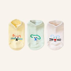 여름 발목 아동 주니어 동물 양말 해피크루 3종 세트