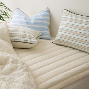 트윈 스트라이프 순면 시어서커 침대패드 SS/Q 베이지