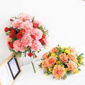 핑크 성묘 조화 카네이션 꽃다발 31x45cm 납골당 산소 꽃 장식