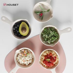 BPA FREE 국산 손잡이 원형 앞접시(5P세트) 전자레인지 그릇 유튜버 먹방 캠핑 라면