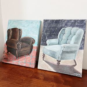 연블루벨벳체어 ㅣ 아크릴화 원화 작품 캔버스 22x27cm 인테리어 그림 액자