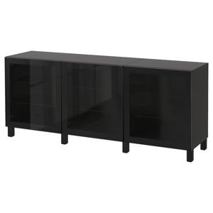 베스토 수납장+도어 180x42x74cm 블랙브라운/블랙