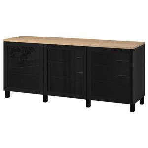 베스토 수납장+도어 180x42x76cm 블랙/블랙