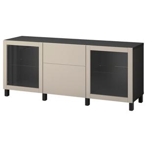 베스토 수납장+2단서랍 180x42x74cm 블랙브라운/라이트그레이베이지