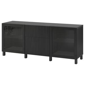베스토 수납장+서랍2단 180x42x74cm 블랙브라운/블랙브라운